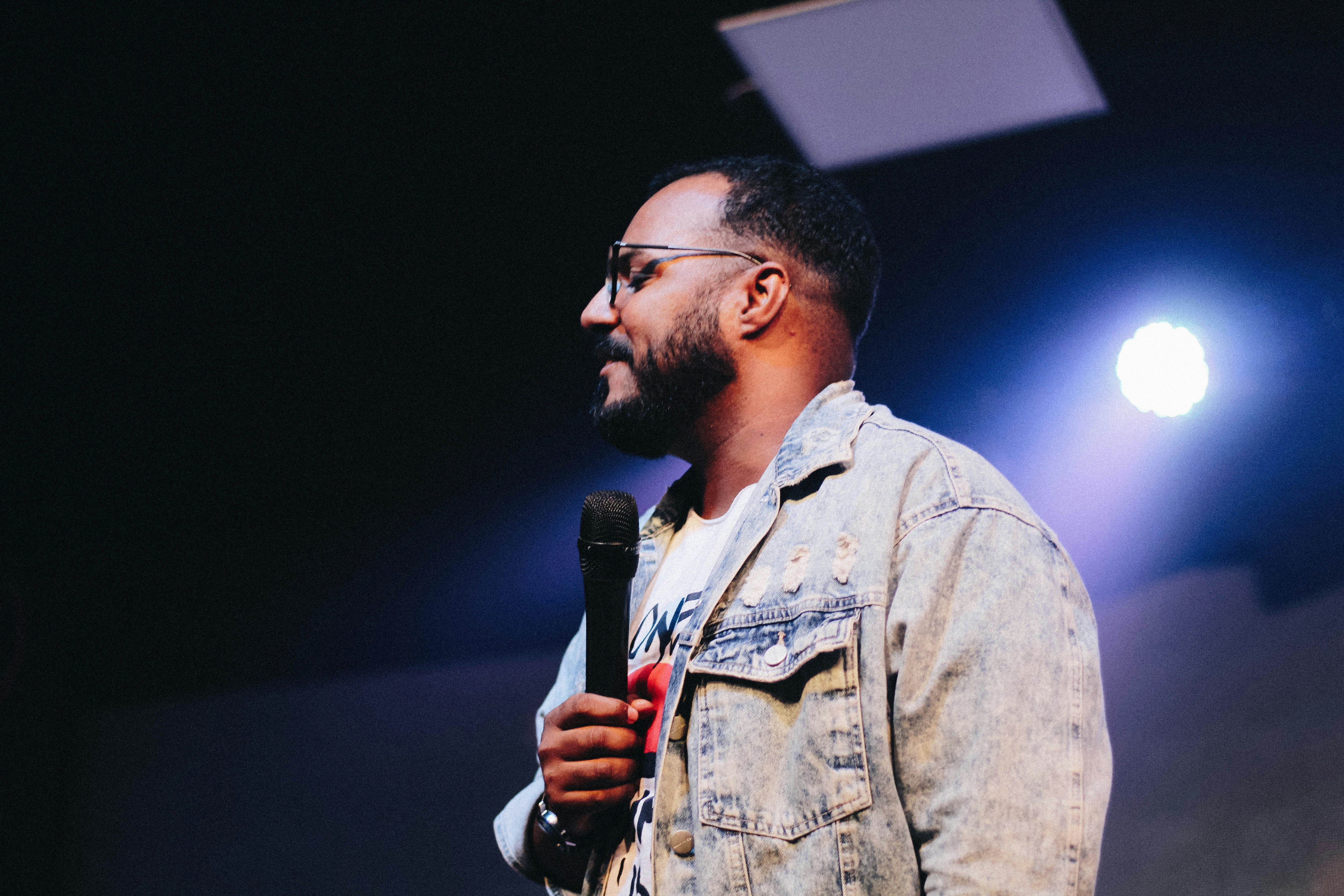 Church leader speaking from a stage