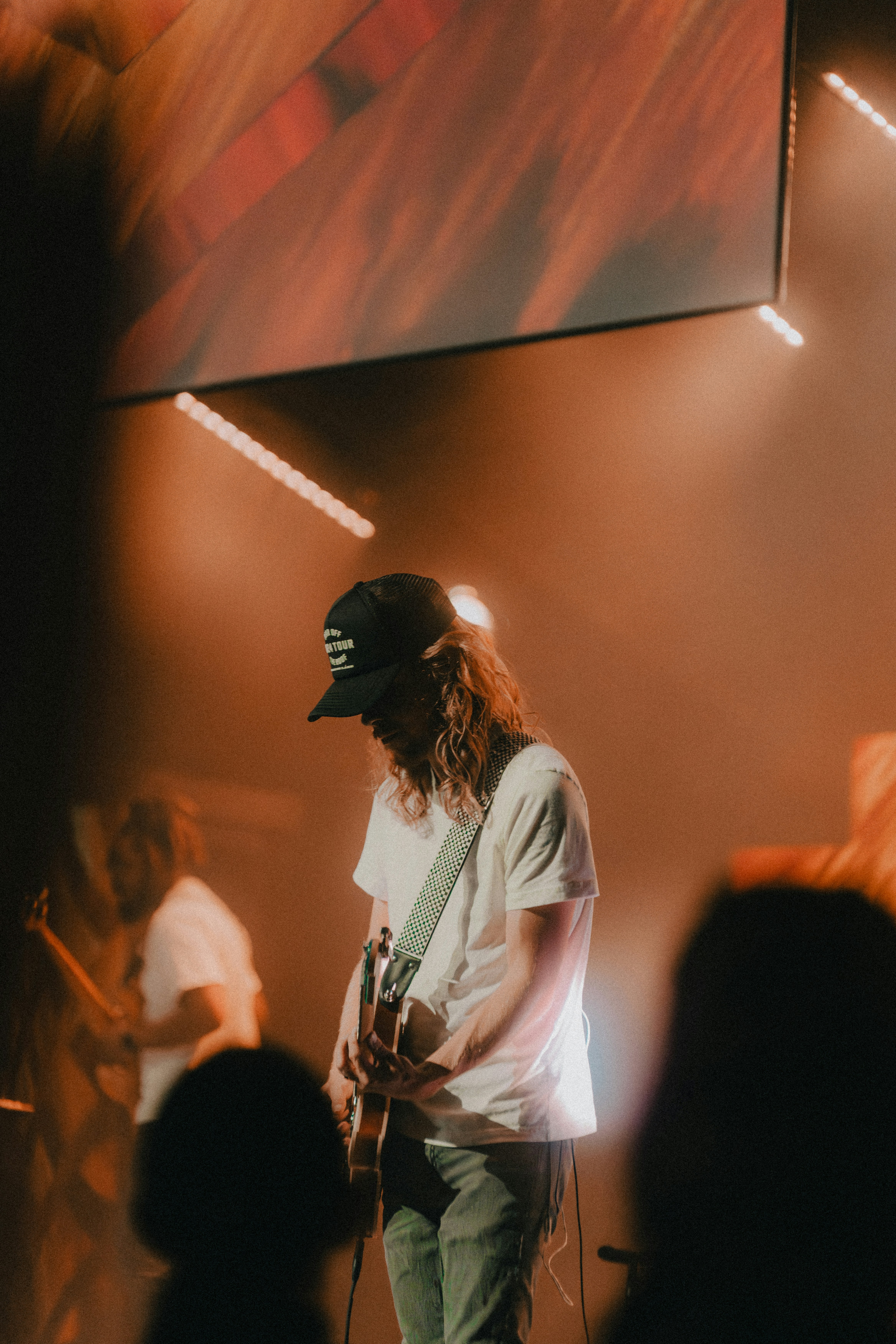Church worship musician on stage